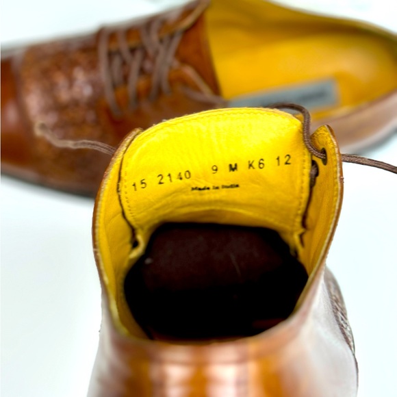 Johnston & Murphy | Woven Leather Brown | Men’s 9 M | Round Toe Oxfords - Picture 5 of 9